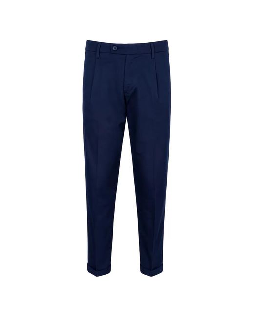 Re-hash Blue Pleated Turn-Up Trousers for men