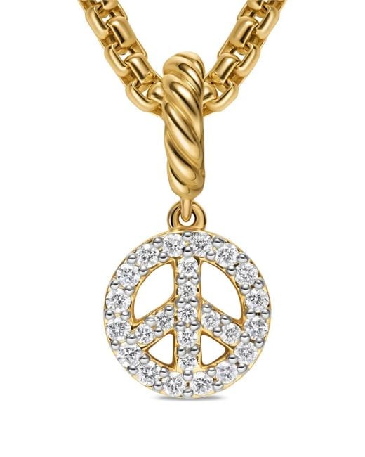 David Yurman Metallic 18K Micro Pavé Peace Sign Diamond Necklace