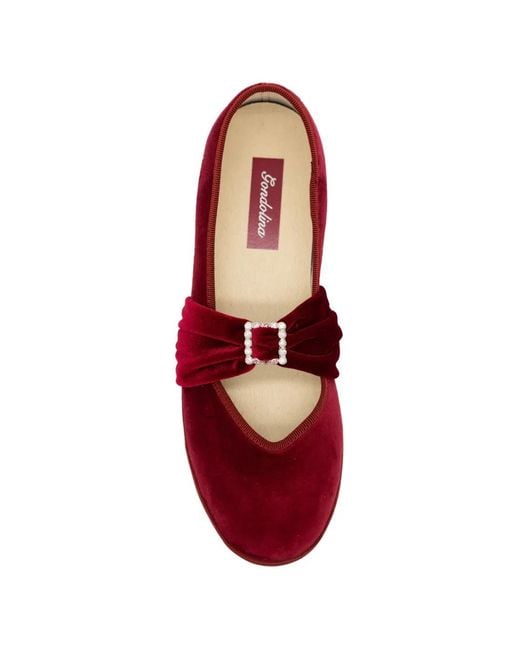 Gondolina Red Fenice Bow-Style Ballet Flats