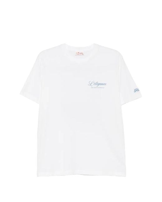 Mc2 Saint Barth White Portland Logo-Print Round-Neck T-Shirt for men