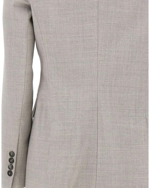 Eleventy Gray Double-Breasted Peak-Lapel Blazer