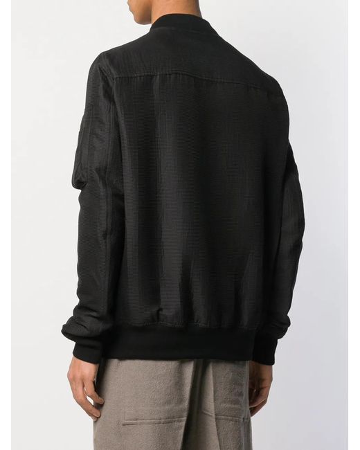 Rick Owens Black Bomber Jacket With Rib Collar for men