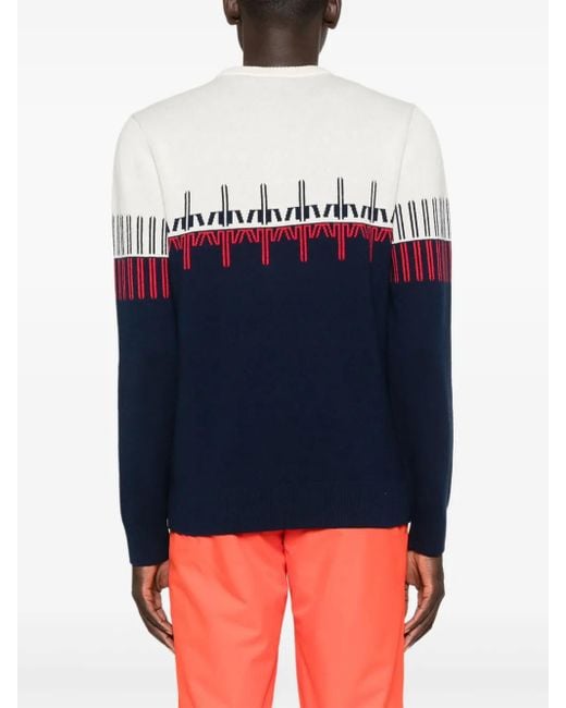Rossignol Blue Fairisle-Pattern Crew-Neck Sweater for men