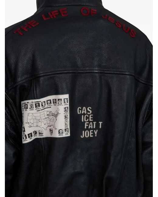 PALY Black Leather Bomber Jacket for men