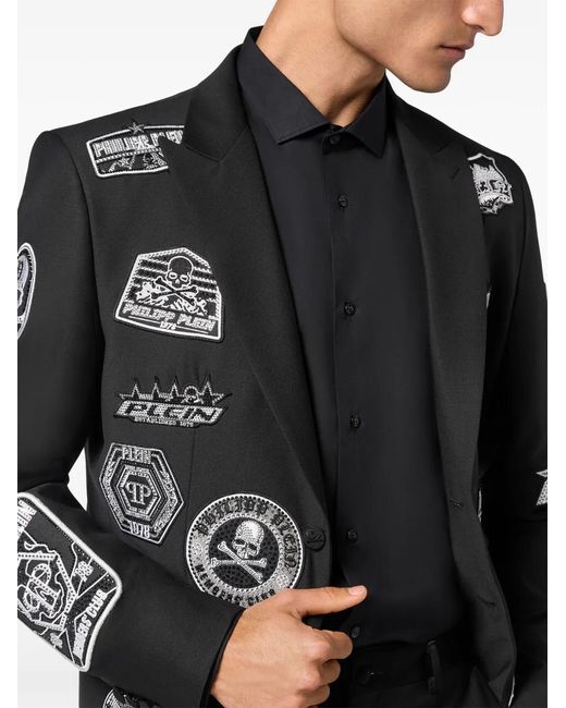 Philipp Plein Black Patches Blazer for men