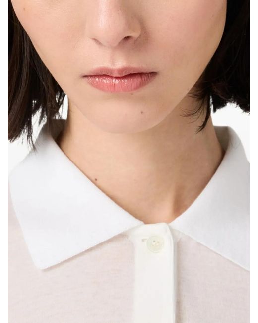 Miu Miu White Ribbed-Jersey Mini Dress