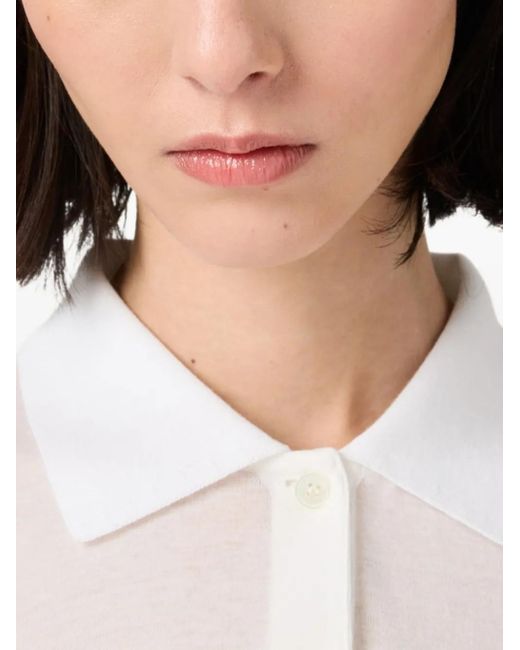 Miu Miu White Ribbed-Jersey Mini Dress