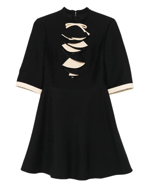 Valentino Garavani Black Bow-Detailed Ruffled Mini Dress
