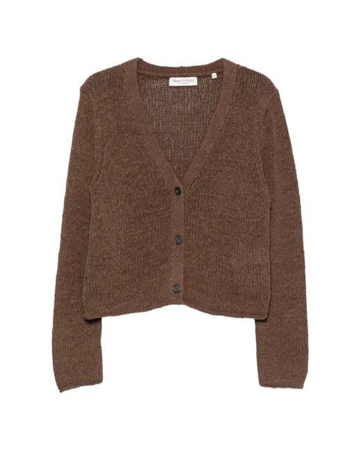 Marc O' Polo Brown V-Neck Chunky-Knit Cardigan