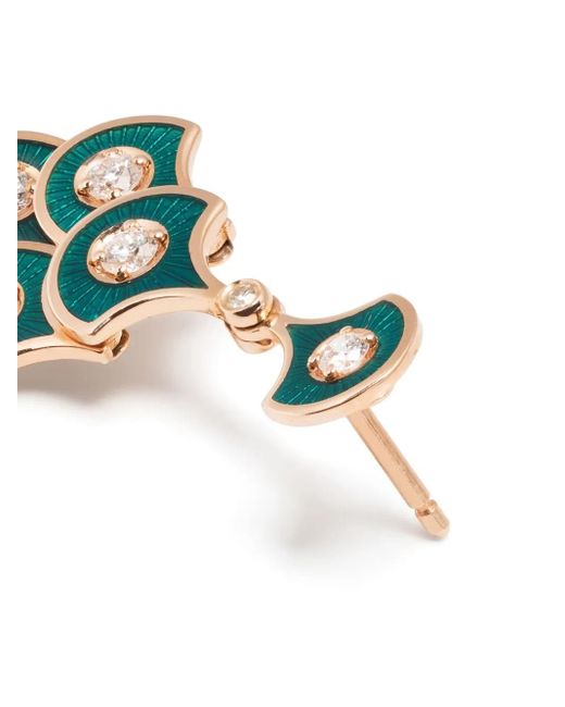 Selim Mouzannar Green 18Kt Rose Fish For Love Diamond Drop Earrings
