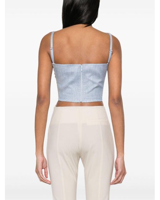 Genny Blue Panelled Cropped Bustier Top