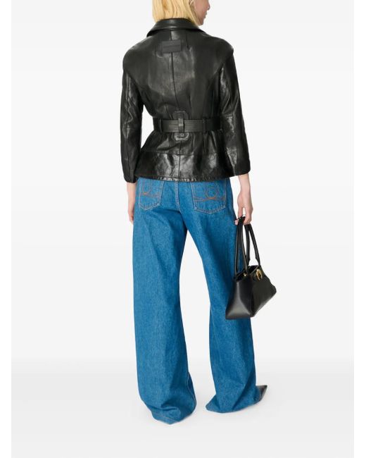 MARINE SERRE Black Moon Leather Jacket