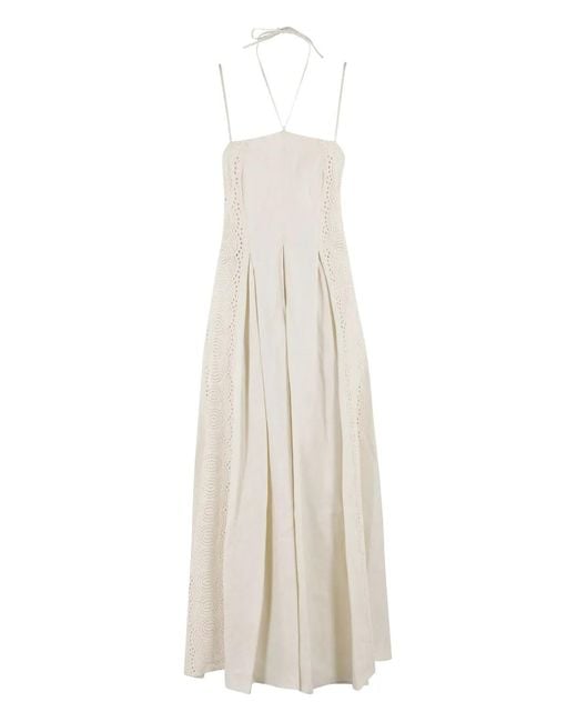Isabelle Blanche White Linen Midi Dress