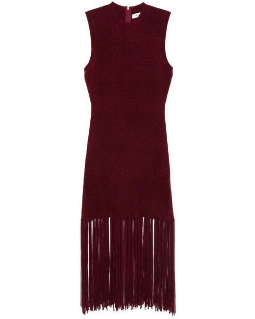 Sandro Red Velvet Knit Dress