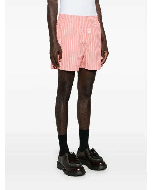 Martine Rose Pink Striped Mid-Rise Deck Shorts for men