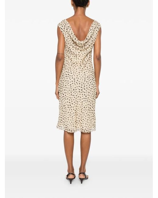 Posse White Leo Cheetah-Print Midi Dress