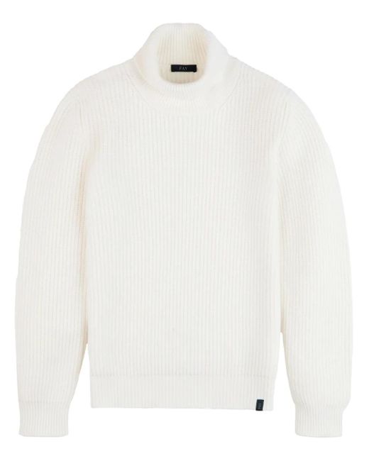 Fay White Virgin-Wool Jumper for men