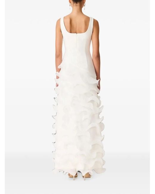 Elliatt White Ruffled-Details Tiered Maxi Dress