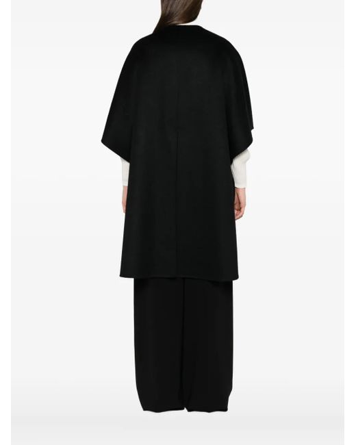 Max Mara Black Button-Fastening Short-Sleeved Cape