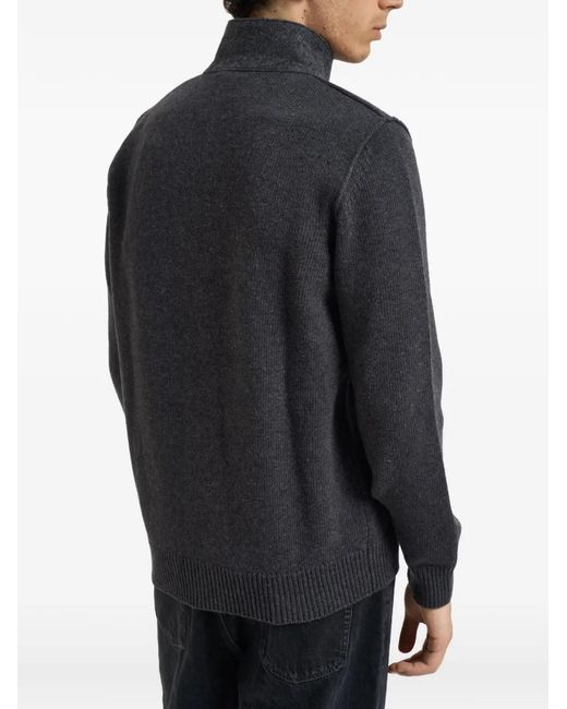 Stone Island Gray Compass Patch Button-Up Sweater for men