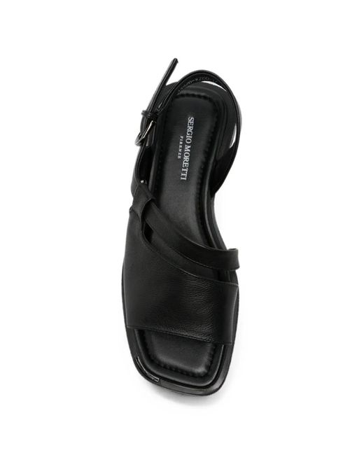 SERGIO MORETTI FIRENZE White Buckle-Fastening Leather Sandals