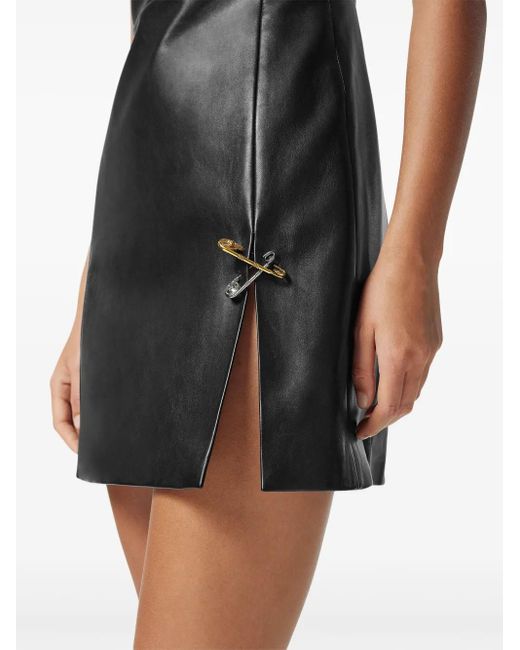 Versace Black Plongé Minikleid Aus Leder
