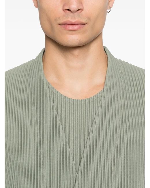 Homme Plissé Issey Miyake Green Pleated Single-Breasted Jacket for men
