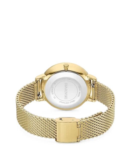Swarovski Metallic Clarica 35Mm Crystal Bezel Mesh Strap Watch