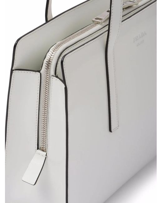 Prada White Large Re-Edition 1995 Leather Handbag