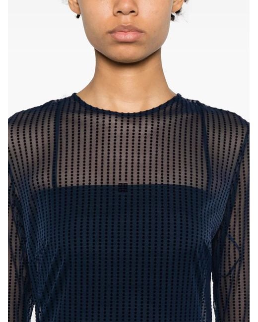 Givenchy Blue Polka-Dot Mesh Midi Dress