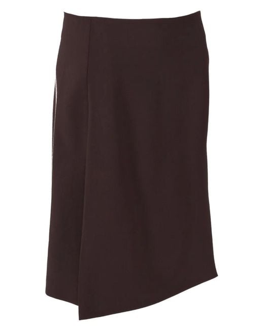 P.A.R.O.S.H. Brown Wool-Blend Midi Skirt