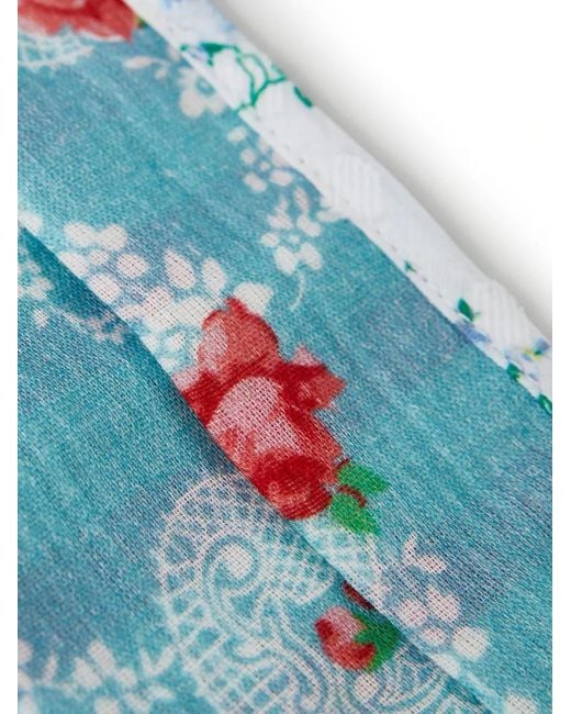 LoveShackFancy Blue Floral-Print Face Mask