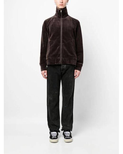 MASTERMIND WORLD Black Skull-Embroidered Zip-Up Jacket for men