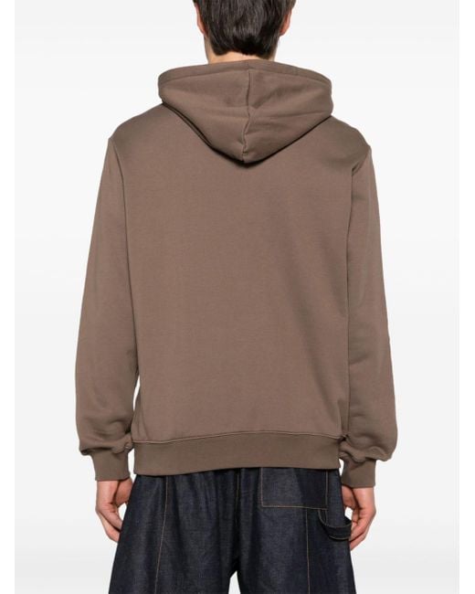 Adidas Brown Trefoil-print Cotton Hoodie for men