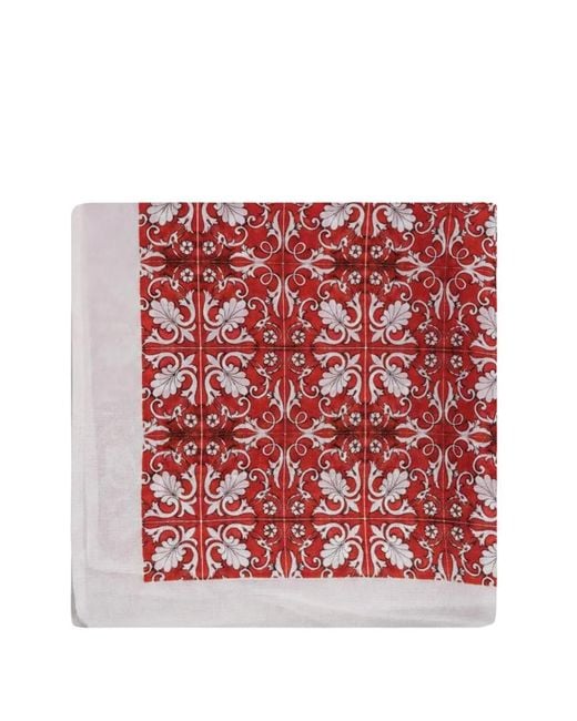 813 Ottotredici Red Maiolica-Print Scarf for men