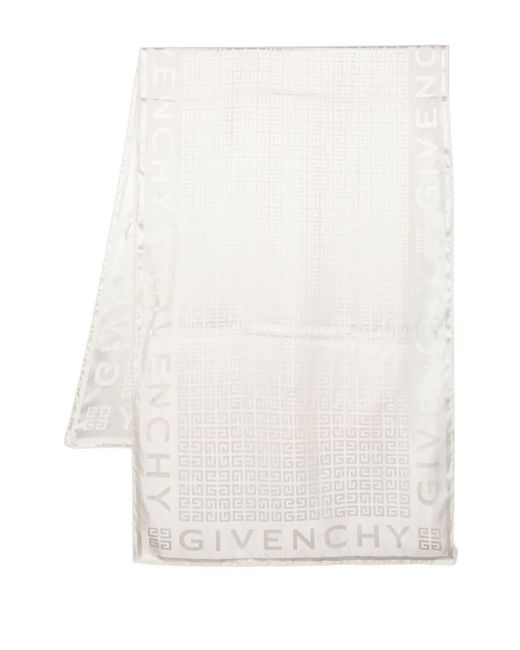 Givenchy White Seidenschal mit Monogramm-Print