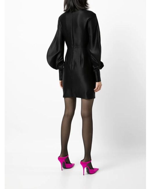 Tom Ford Black Puff-sleeve Duchess-silk Minidress