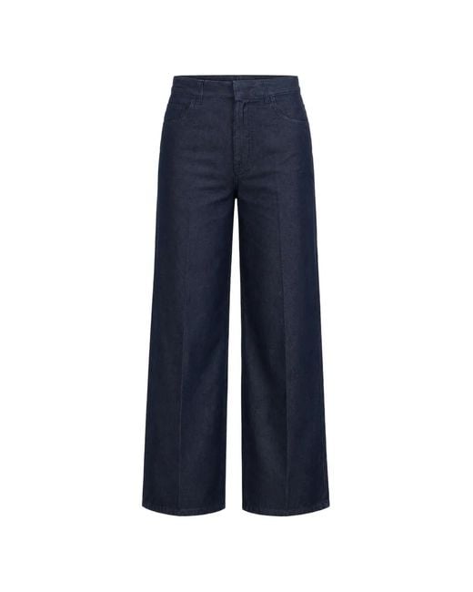 Sa Su Phi Blue Pressed-Crease Wide-Leg Jeans