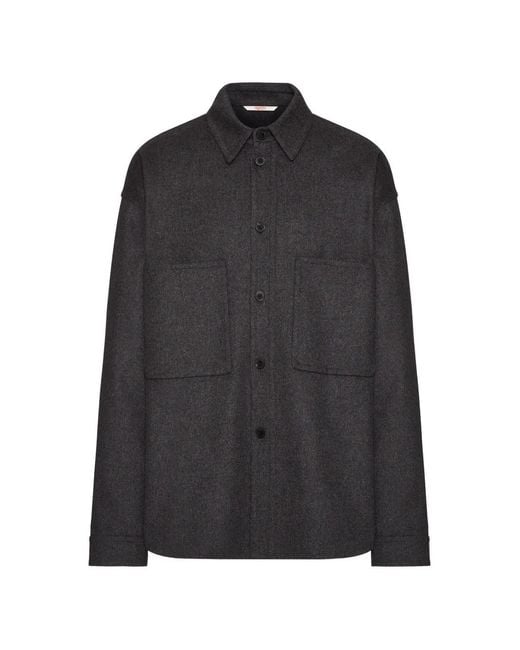 Valentino Garavani Black Surchemise À Poche Plaquée Feutrée for men