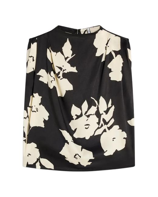 Liviana Conti Black Floral-Print Sleeveless Top