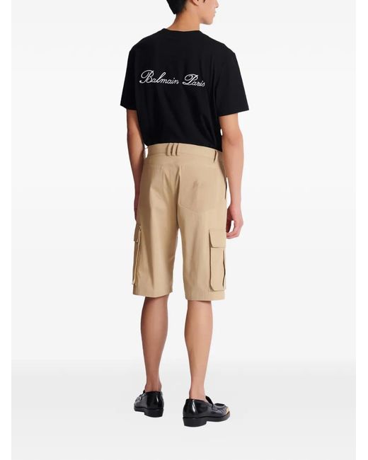 Balmain Natural Cotton Cargo Shorts for men