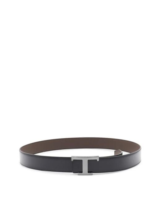 Tod's White Leather T-Buckle Belt for men