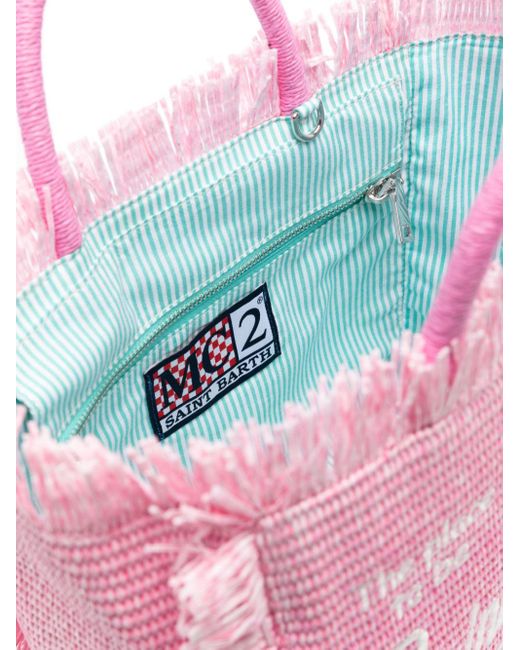 Mc2 Saint Barth Pink Colette Straw Tote Bag