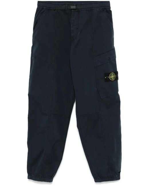 Stone Island Blue Twill Cargo Pants for men