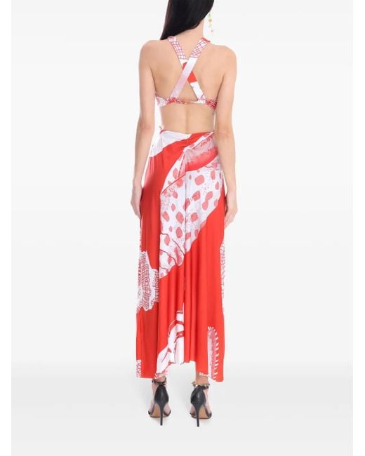 Amir Slama Red Cut-Out Beach Dress