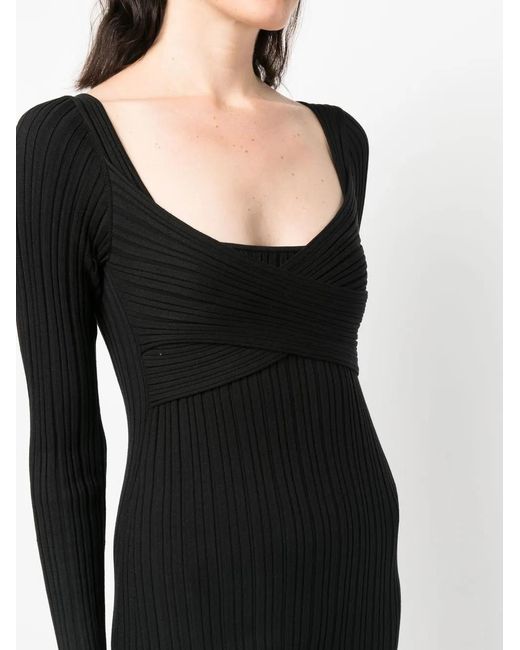 IRO Black Ribbed-Knit Midi Dress