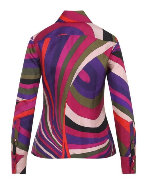 Emilio Pucci Red Abstract-Print Silk Shirt