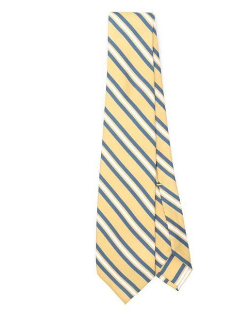 Barba Napoli Metallic Stripe-pattern Silk Tie for men