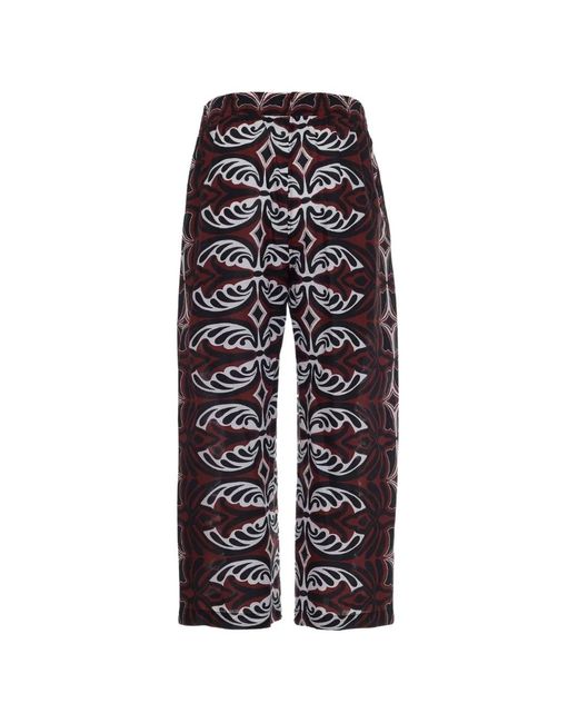 Devotion White Patterned Elasticated-Waistband Trousers