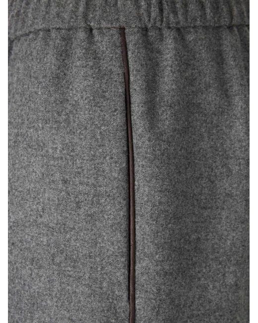 Peserico Gray Piped-Trim Elasticated-Waist Track Pants